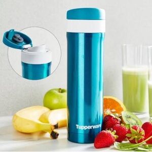 Classic Tupperware Easy Open Thermal Flask Blue & White Color